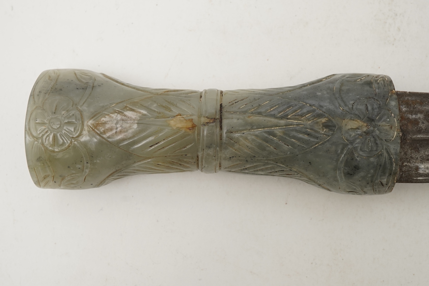 A Chinese or Indian Mughal style jade mounted dagger, 19th century